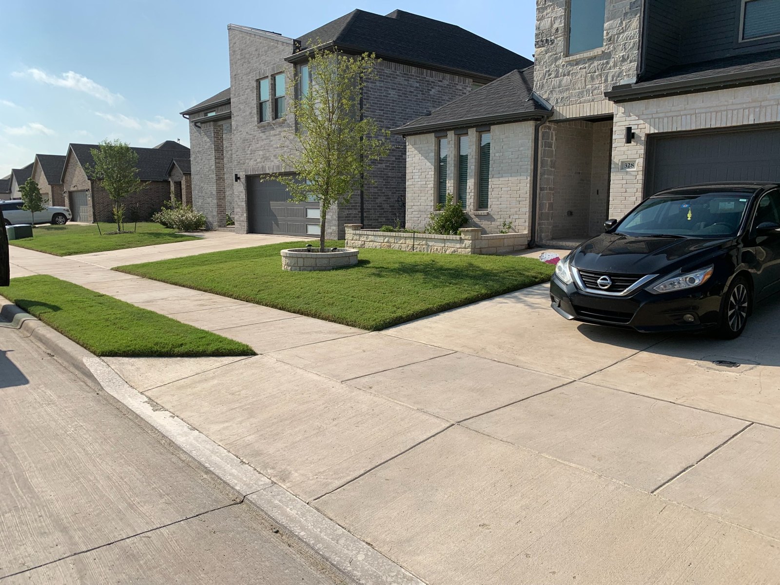 Neatly maintained front lawn and driveway at a home